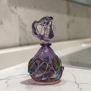 Didier Saba Purple Biot‎ Decanter, Iridescent Blown Vase, Art Glass Collectible
